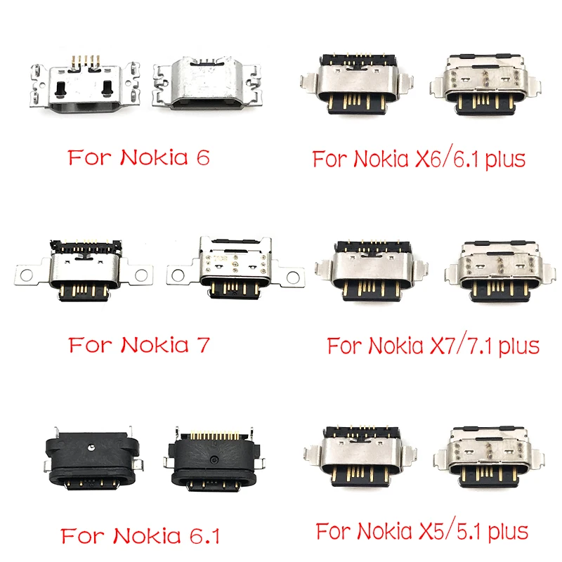 

5pcs/lot For Nokia 3 6 7 Plus 8 6.1 7.1 5.1 Plus X5 X6 X7 Micro Usb Connector Charging Port Jack