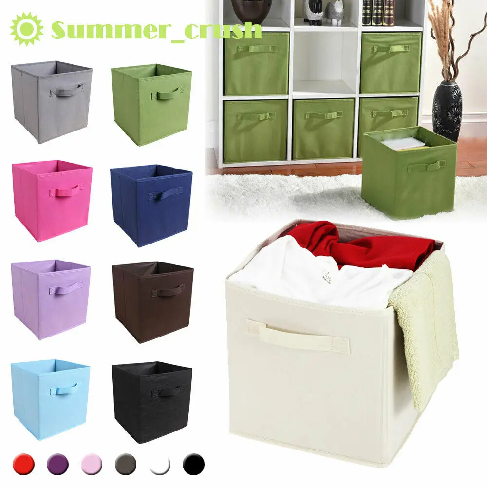 Foldable Square Canvas Storage Collapsible Folding Box Toy Fabric Basket Z4H3 Foldable Square Canvas Storage Collapsible Folding Box Toy Fabric Basket Z4H3