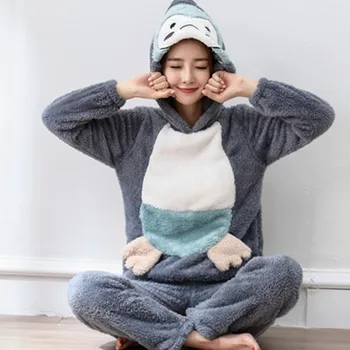 

Plus size S-4XL 6XL flannel Pajamas sets winter women thick o-neck large lover sleepwear women cartoon coral fleece lounge set