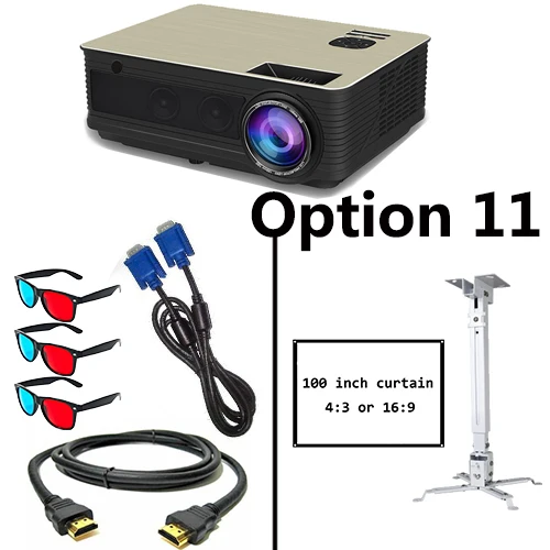 Option 11 Poner Saund M5 светодиодный проектор 5500 люмен Full HD 1080P двойные HIFI динамики с 10 м HDMI штатив 3D Proyector lcd Vs светодиодный 96 - Цвет: Option 11