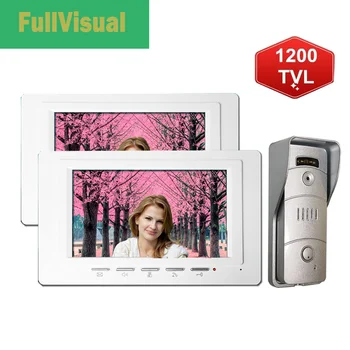 

Fullvisual Video Door Phone 2 Monitors Wired Doorbell Home Security System Multiple 7 Inch Metal Outdoor Panel Dual Way Talk