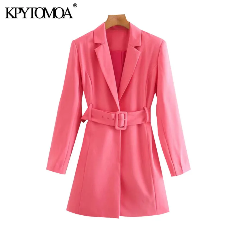 KPYTOMOA Women 2020 Chic Fashion Office Wear Suits Style Mini Dress Vintage Long Sleeve With Belt Female Dresses Vestidos Mujer KPYTOMOA Women 2020 Chic Fashion Office Wear Suits Style Mini Dress Vintage Long Sleeve With Belt Female Dresses Vestidos Mujer
