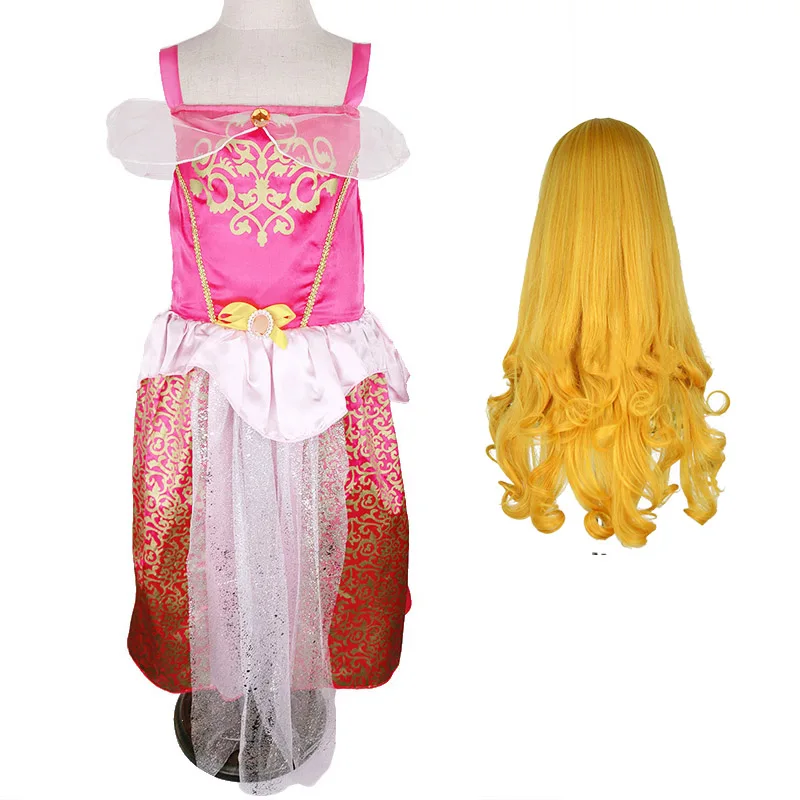 

Aurora Princess Girl Dress Kids Clothes With Wig And Accessories Children Daily Life Birthday Carnival Party Cosplay Costume