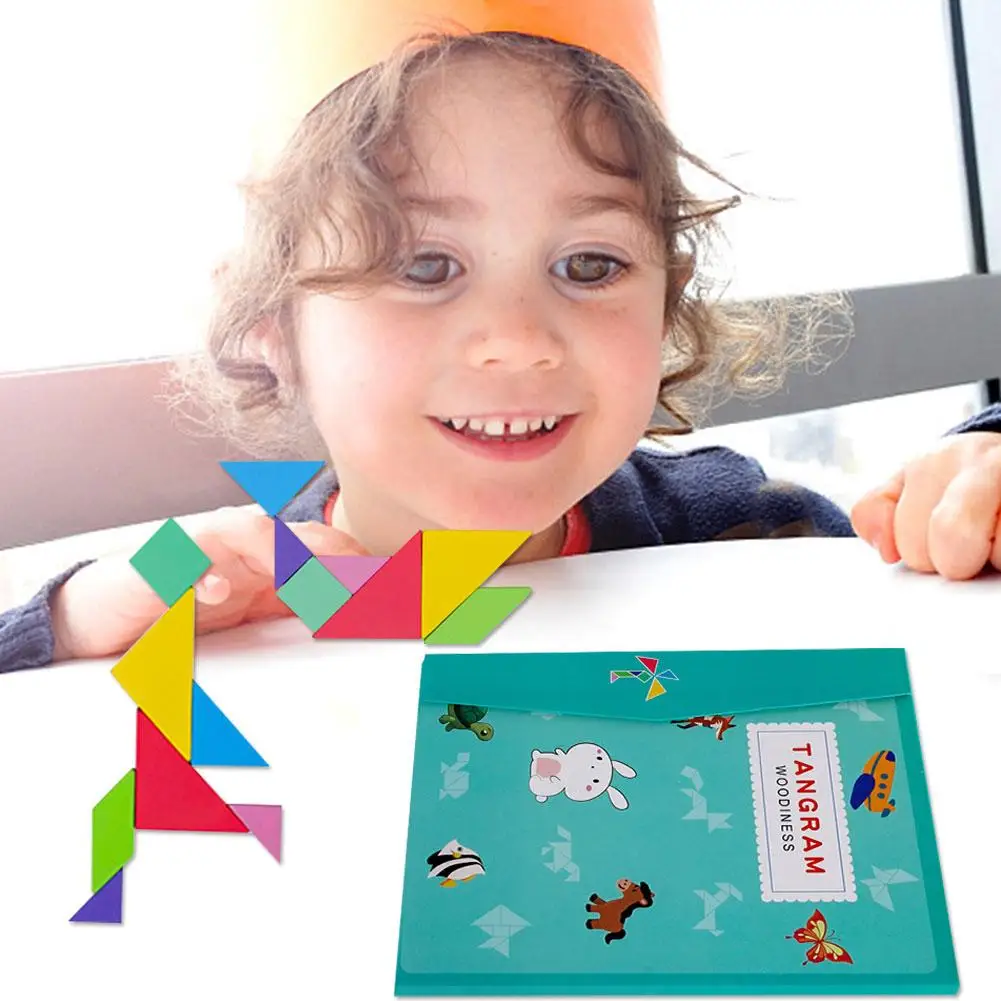 Tangram игра головоломка игры головоломки Красочные книги форма обучающая игрушка для малышей Дети деревянные настольные игрушки детские игрушки