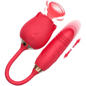 Rose Toy For Women,Clitoral Sucking Vibrator With Ball Vibrating Egg G Spot Dildo Clitoris Stimulator,2 In 1 Vaginal Anal Plug 6