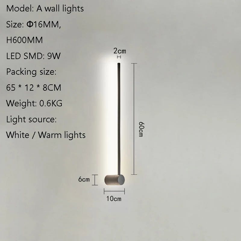 Современный светодиодный подвесной светильник, подвесной светильник в скандинавском стиле, подвесной светильник для гостиной, спальни, подвесные светильники для кухни - Цвет корпуса: Wall lamp 60CM