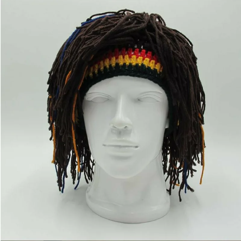 Регае дреды шапочки горячие Skullies унисекс ямайская вязаная шапка парик косичка