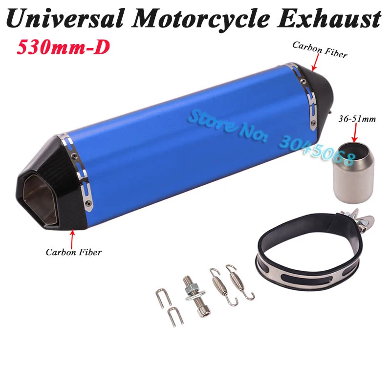 Универсальный мотоцикл Yoshimura 51 мм выхлопная труба Escape модифицированный мото глушитель из углеродного волокна для Ninja 650 GSR750 CBR500 R1 R6 ATV - Цвет: 530mm-D
