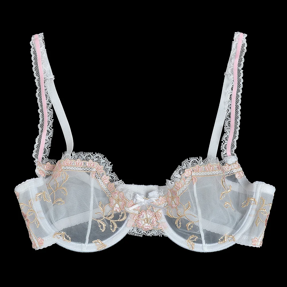 Yandw Nuove Donne Sexy Reggiseno Floreale Ricamo In Pizzo Trasparente Ultra Sottile 70 75 80 85 90 95 100 A B C D E F Eu Us Uk Size Standard