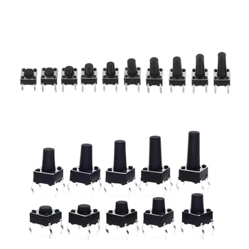 

10pcs 6x6 Tact Switch Tactile Push Button Switch Height 4.3/5/6 /7/8/9/10/11/12/13MM DIP 4P Micro Switch