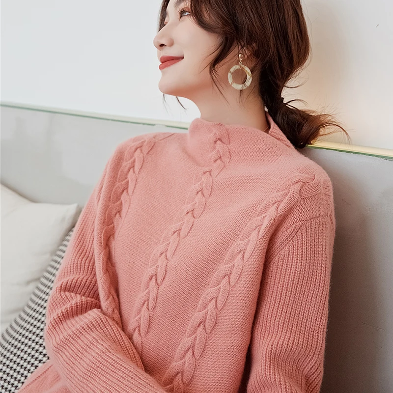 

100% Cashmere and Wool Sweaters for Women 2019 New Winter Jumpers Hot Sale O-Neck Standard Clothes Ladies Pullovers