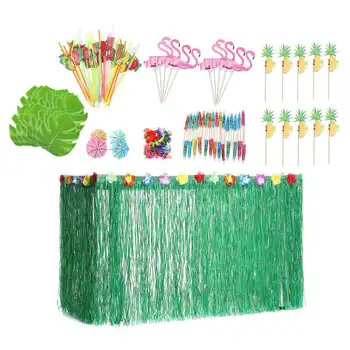 

Hawaiian Party Decorations Artificial Flowers Palm Leaves Bunting Banner Luau Flamingo Summer Tropical Party Wedding Decoration