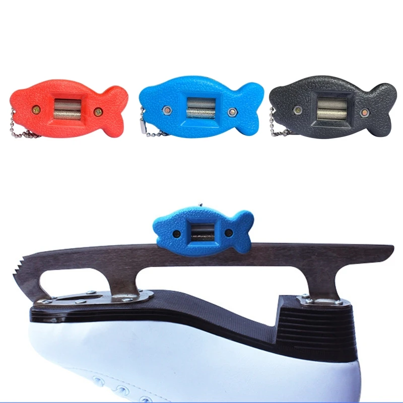 Ice Skating Edge Blade Sharpener Two-Sided Diamond Material Hand Held Pattern Knife Skate Sharpening Tool with Key Chain G99D 2