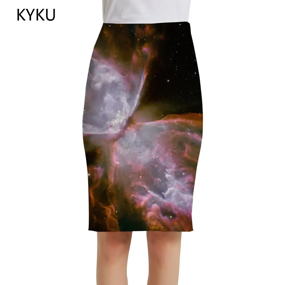 

KYKU Butterfly Skirts Women Galaxy Elegant Nebula Sexy Abstract 3d Skirt Ladies Skirts Womens summer Cool Party Knee Length