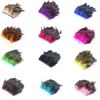 

Wholesale 10Meters Dyed Chicken feathers Ribbon Width 6-8inch Clothing Trims Decoration DIY Sewing Accessories For Crafts