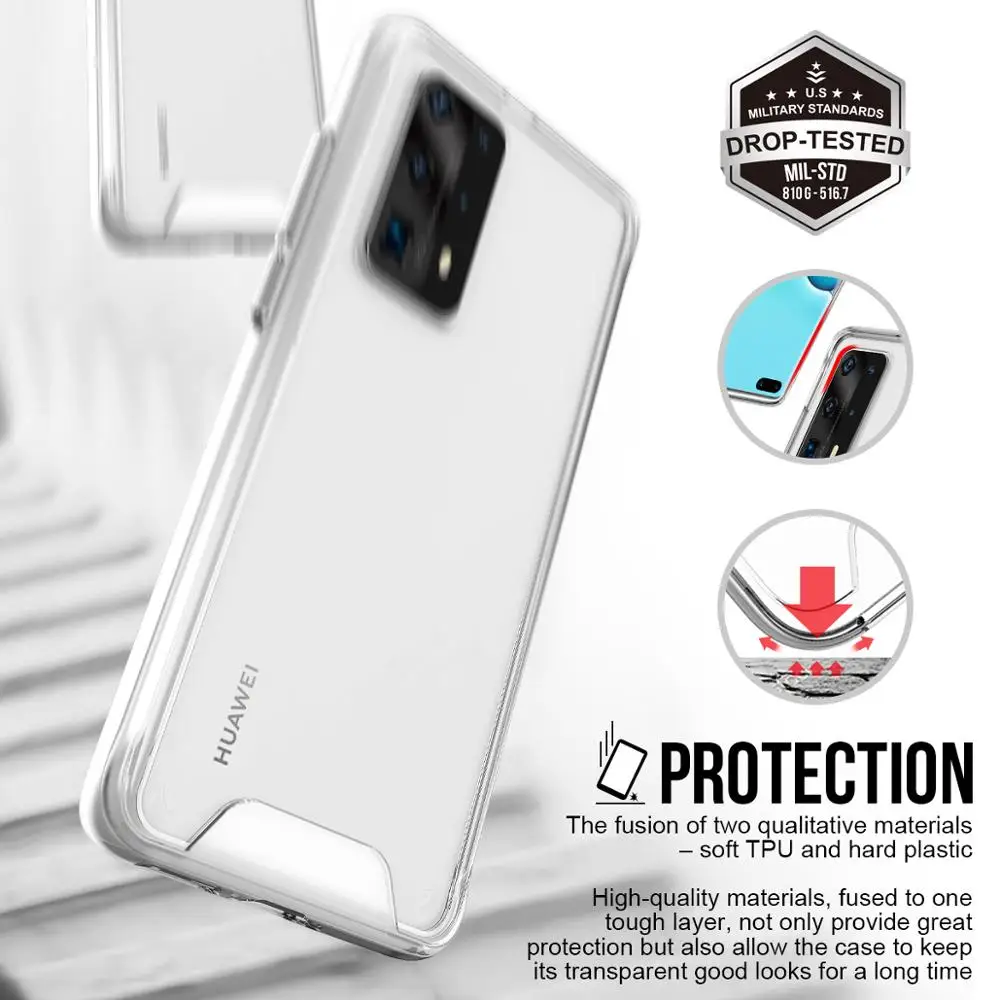 Custodia Per Armatura Trasparente Antiurto Per Huawei P40 P30 P20 Pro Mate 40 Pro Plus Cover In Acrilico Full Clear Space