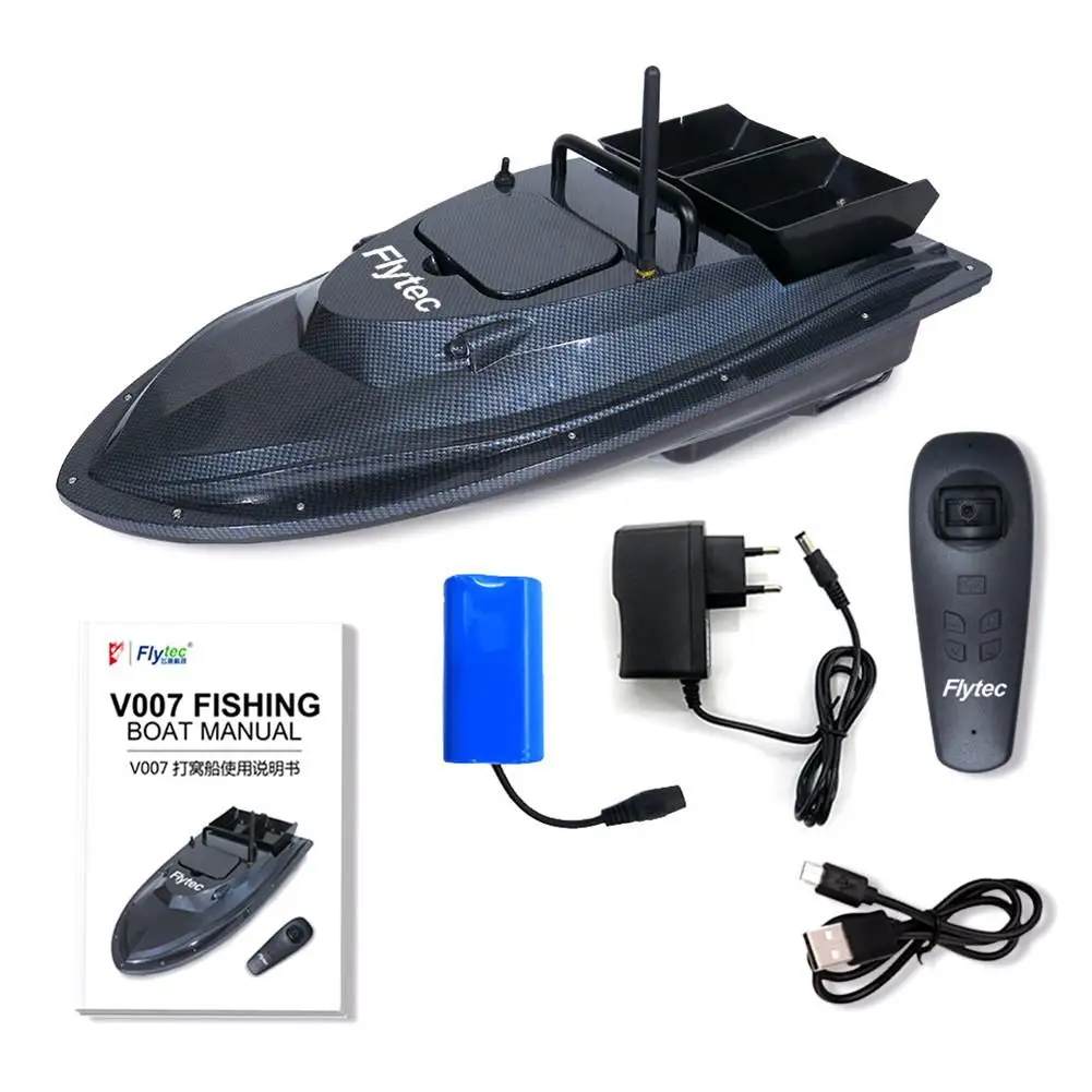 RCtown V007 Intelligent 500m Control Fishing Finder Bait RC Boat Fishing Boat 4.8km/h Double Motor with LED Boat Searchlight