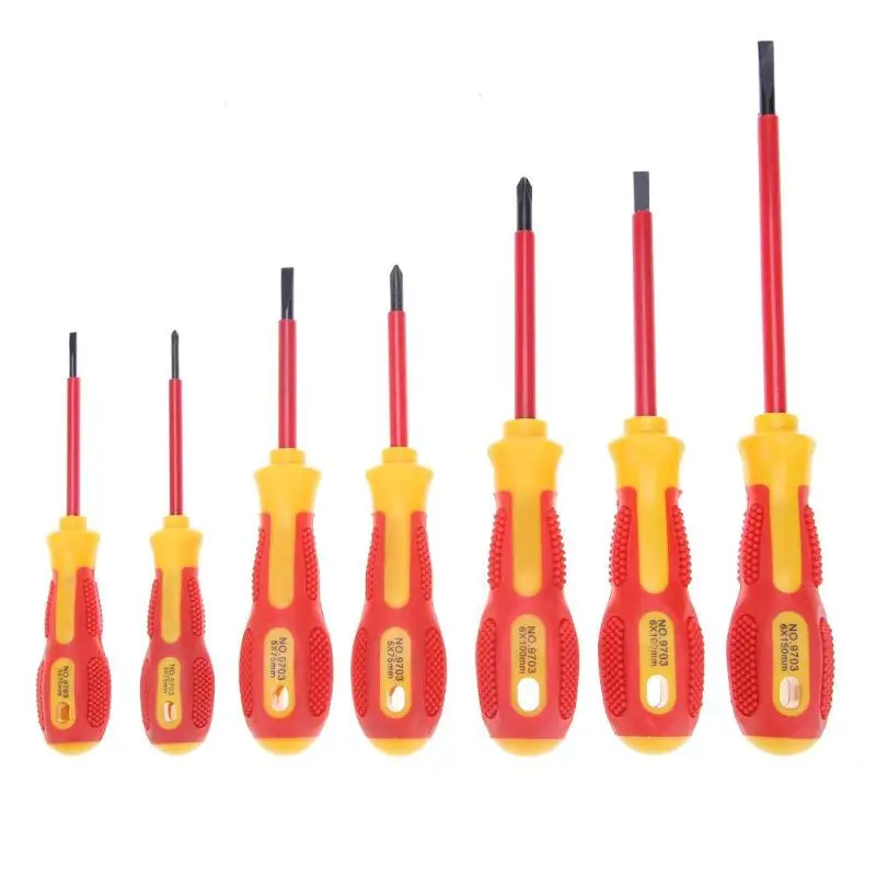 

7pcs Insulated Screwdriver Set Withstand Voltage 1000V Precision Magnetic Phillips Slotted For Electrician Repair Hand Tool Kit