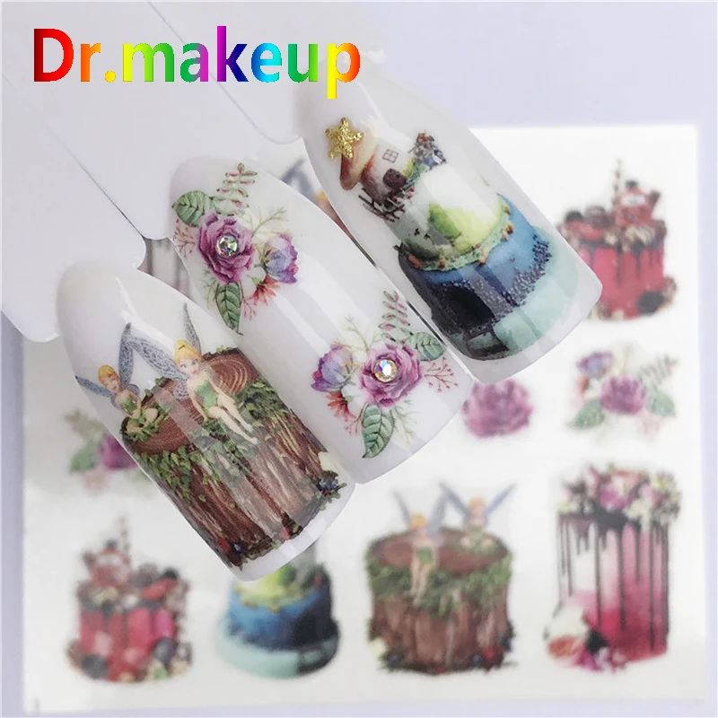 

Dr.makeup 1 Sheet DIY Water Transfer Nail Stickers Cherry Cake Sweet Elf Indian Nail Polish Sliders Wraps Nail Art Decoration
