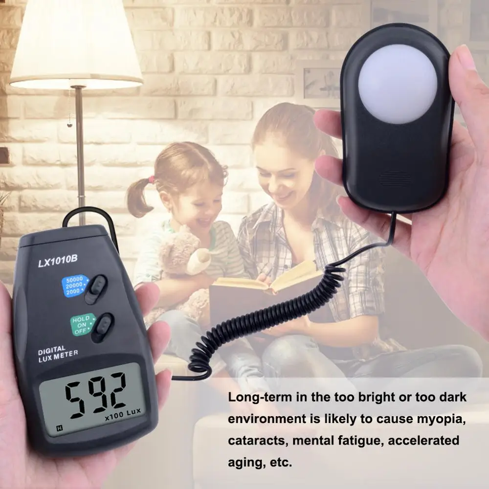 Digital Light Meter 3 range LX-1010B Digital Meter/Digital illuminance meter 0-50000 Lux photometer exposure remote control