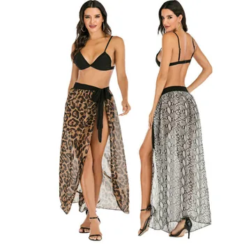 

Beachwear Sarongs See-through Lace-up Long Skirt Women Summer Sexy Cover Up Wrap Maxi Skirt