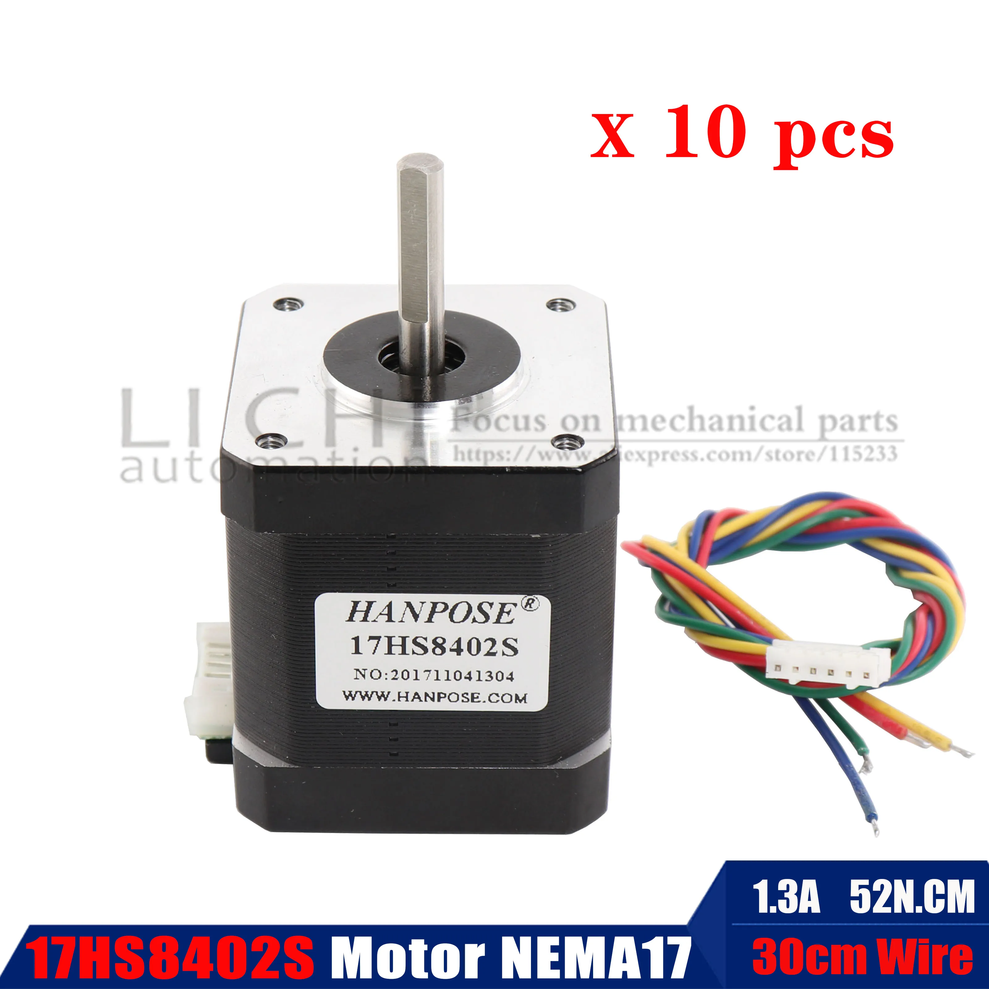 (17HS8402S) 1.3A 52.NCM 42x48mm Nema 17 10 шт. шаговый двигатель Nema17 42bygh 4-lead CNC Reprap 3D принтер |