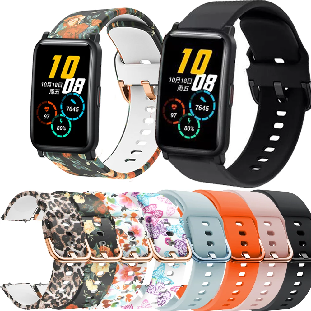 20MM Wrist Strap For Huawei Watch GT 2/Honor Magic 2 42MM Smart Bracelet Band Silicone Printing Straps Amazfit Bip S/GTS | Электроника