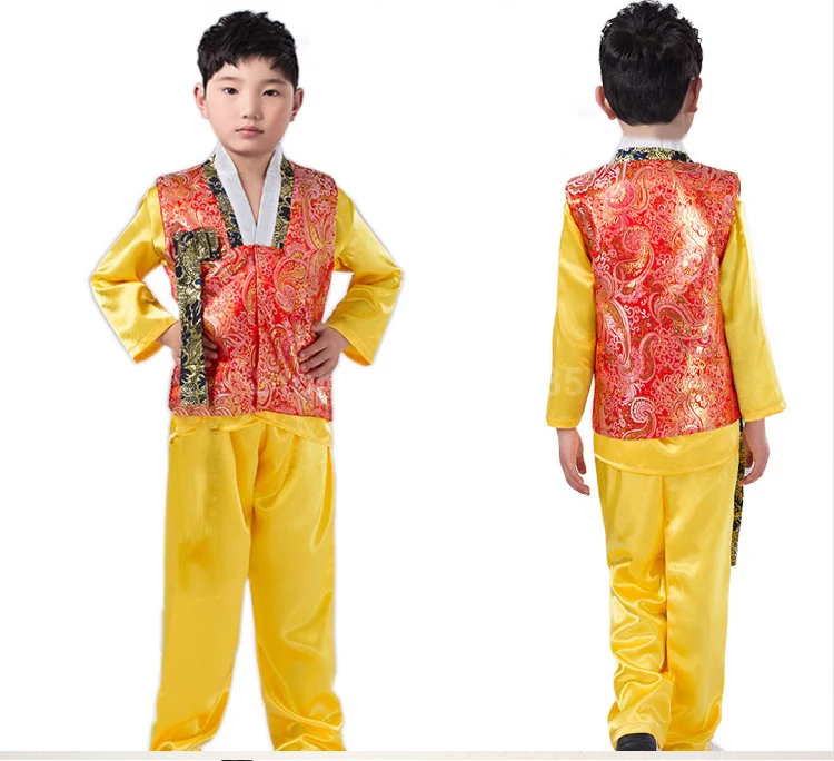 Детские традиционные комплекты одежды в Корейском стиле для выступлений; детское платье ханбок для мальчиков; вечерние танцевальные костюмы для костюмированной вечеринки с длинными рукавами