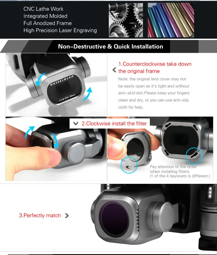 Фильтр объектива для DJI Mavic 2 Pro UV CPL ND4 ND8 ND16 ND32 для Mavic 2 Pro Drone Hasselblad Запчасти для камеры поляризационные наборы фильтров