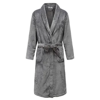 

Winter Women Flannel Keep Warm Kimono Robe Gown Exquisite Belt Nightgown Sleepwear Elegant Solid Lovers Homewear Casual Bath Gow