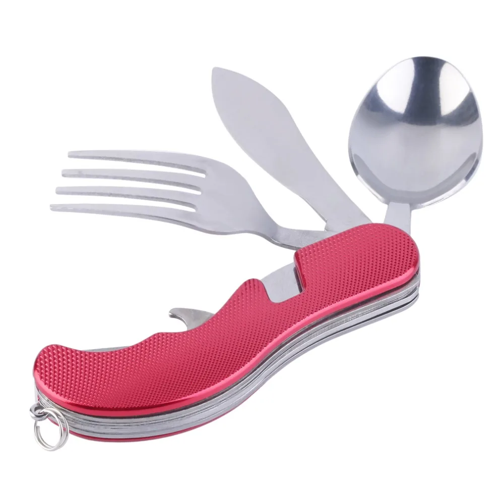 Прочные принадлежности для кемпинга, набор столовых приборов, многофункциональная вилка, нож, посуда, складные кухонные аксессуары