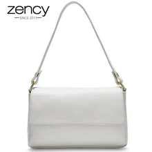 Zency новая модель женская сумка на плечо черная белая сумка натуральная кожа женская сумка через плечо высокое качество