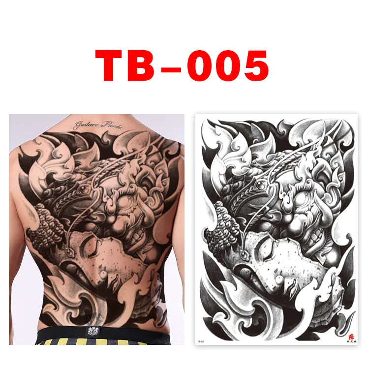 

Adhesive Sketch Temporary Flash Tattoos Waterproof Large Full Back Tattoos Sticker Old School Fake Tatoo for Women Men Girl 005