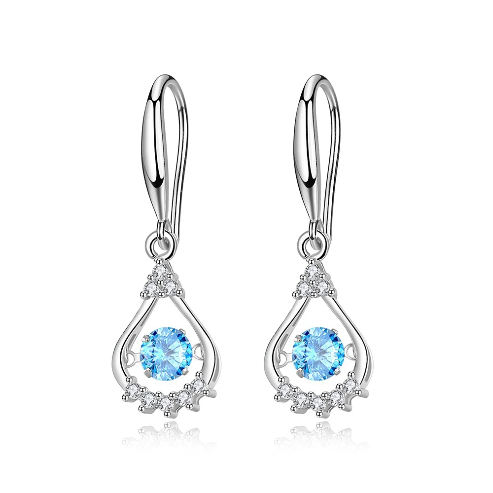 

925 sterling silver earrings blue zircon Christmas gift Micro Inlay cubic zirconia earrings for women 2019 black friday deals