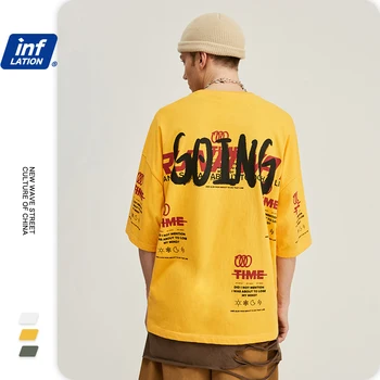 

INFLATION Men Funny Tshirt With Graffiti Printing Streetwear Tshirt Oversized Summer Men T-shirt Hip Hop Boy Tee Shirt 1191S20