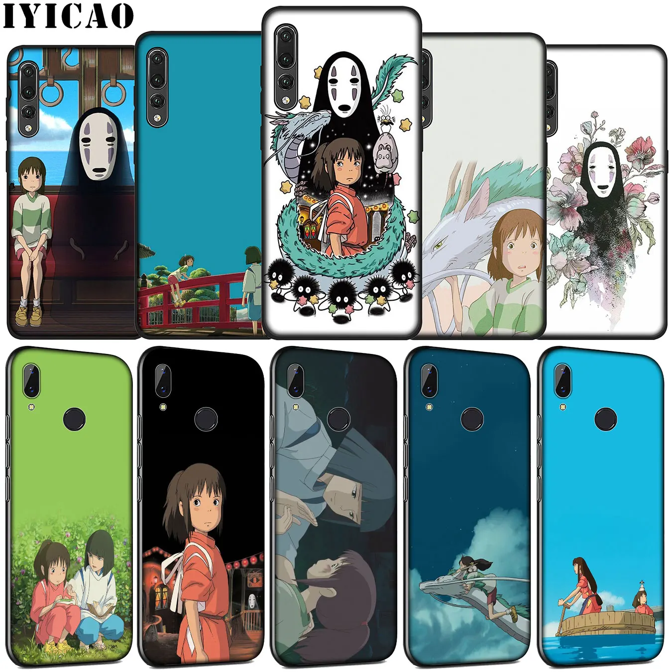 

IYICAO Ghibli Spirited Away Soft Silicone Case for Huawei P30 P20 Pro P10 P9 Lite Mini 2017 2016 Black Cover P Smart Z 2019