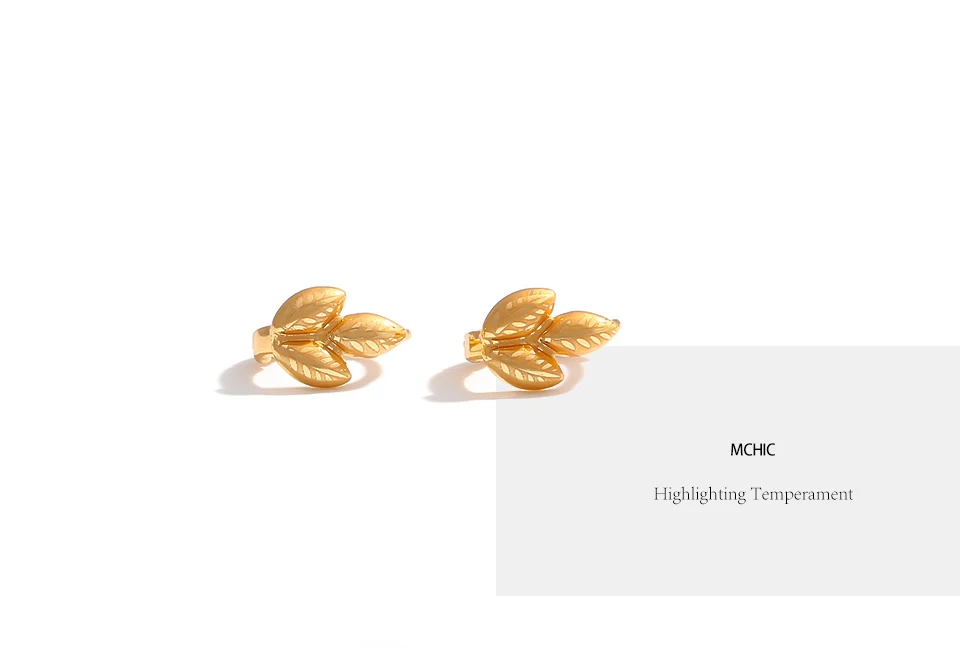 Серьги Mchic с листьями, медное, золотое, ювелирное изделие, темперамент, геометрическое, дикое ухо, кольцо для женщин, подарок, аксессуары, Bijoux Femme