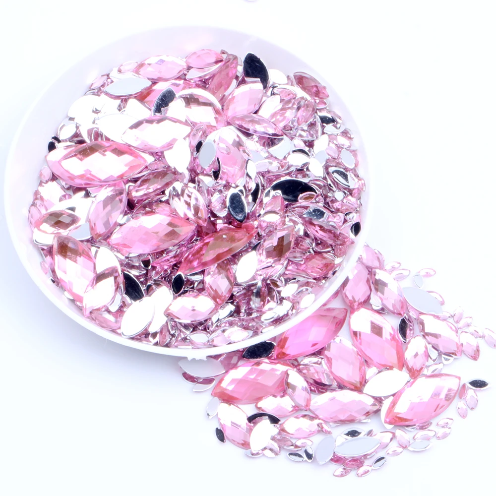03 Light Pink 7x15 мм, 2000 шт, поделки, сделай сам, драгоценные камни, маркиза, грань земли, нормальные цвета, акриловые стразы, стразы, украшения для ногтей - Цвет: 03 Light Pink