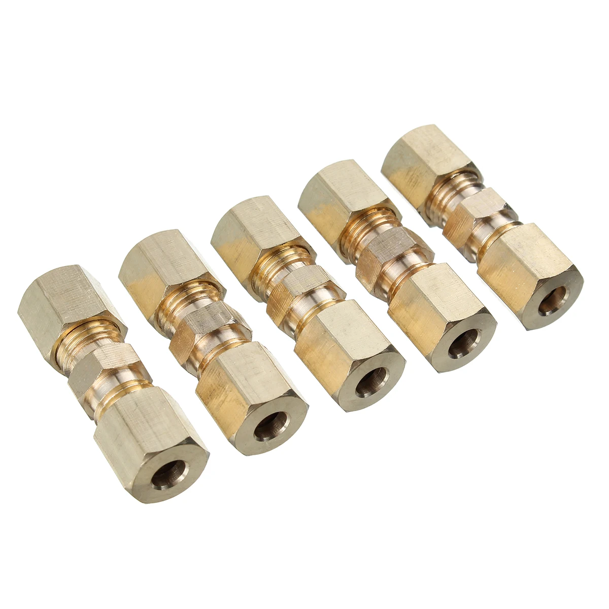 5/10/20pcs Brass Brake Line Union Fittings Straight Reducer Compression Connector 3/16" OD Hydraulic Brake Lines Pipe 33 x 10mm brass connectors