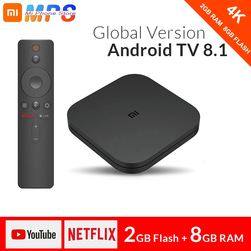 ТВ приставка Xiaomi Mi Box 4 фирменный IPTV ресивер Ultra HD 4K HDR Android 8.1 2G/8G Wi Fi Google