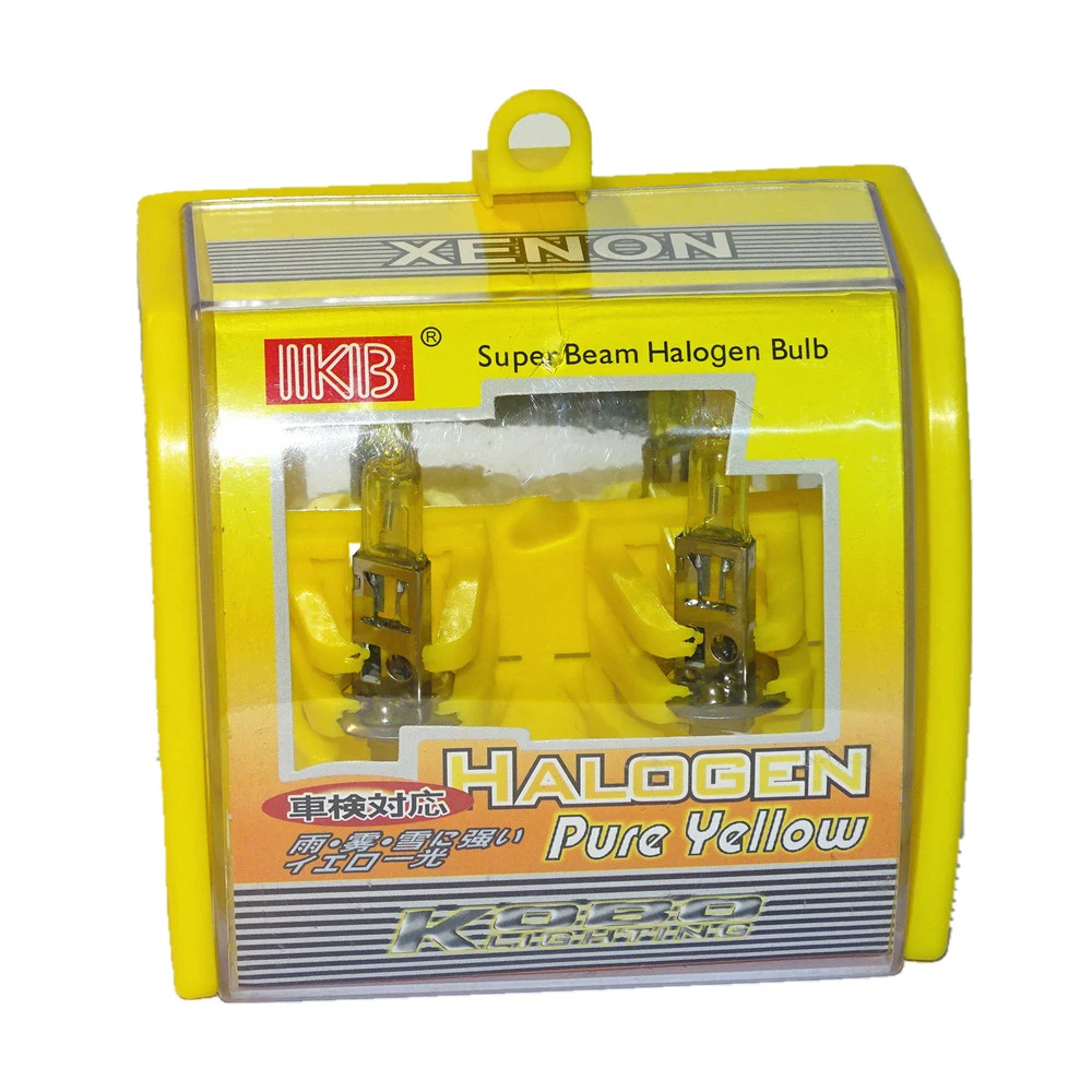 2Pcs Car HeadLight Bulbs H1 12V 100W 55W Auto Halogen Bulb Yellow 3000K