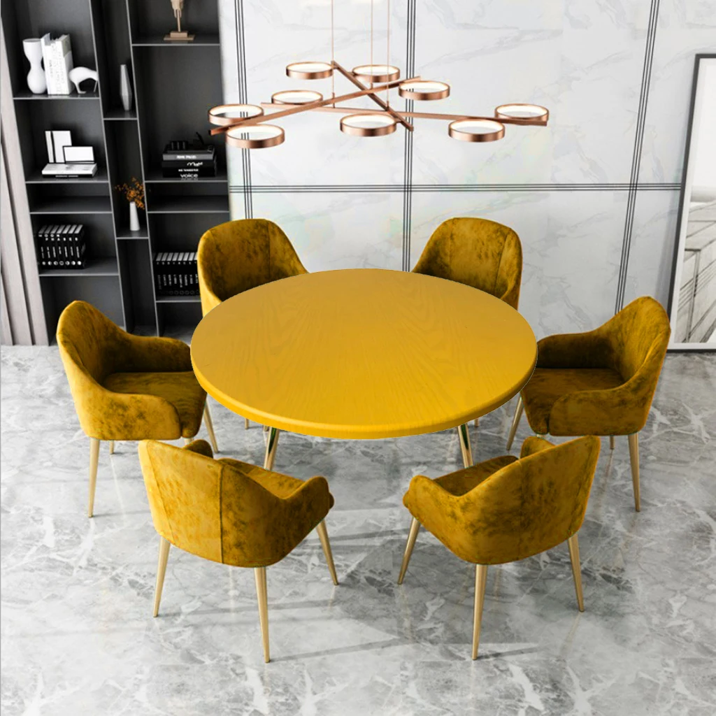 Table Cover Cloth Protector Waterproof Polyester Round Tablecloth Catering Fitted with Elastic Edged 120cm | Дом и сад