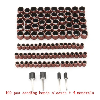 

100Pcs Sandpaper Ring 12mm Emery Cloth Wheel 1/4 1/2 Inch Sanding Sandpaper Sleeves And 4 Mandrels For Rotary Tools
