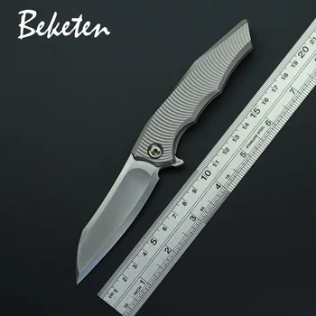 

BEKETEN M390 Blade Flip Folding Knife TC4 Titanium Handle Outdoor Camping Hunting Survival Pocket Fruit Knives Collection Tools