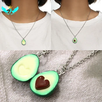 

Trendy Heart Avocado Shape Long Pendant Necklace for Women Bohemian Chain Necklace Jewelry Fruit Shape Necklace TOA