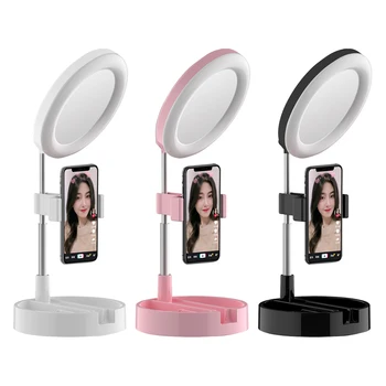 

Universal Selfie Ring Light with Flexible Mobile Phone Holder Lazy Bracket Desk Lamp LED Light for Live Stream Office Kitchen