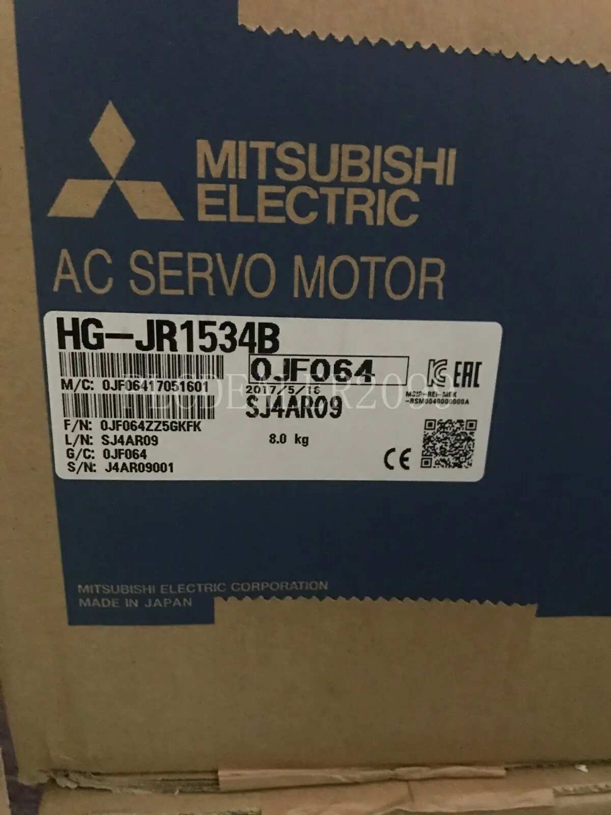 1 шт. MITSUBISHI HG-JR1534B серводвигатель переменного тока HGJR1534B