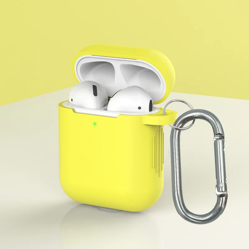 Airpod Case Cover For Apple Soft Silicone Case For Airpods wireless headsets Charger Case Airpods 1/2 universal hanger cover - Цвет: yellow