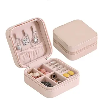 

10x10x4.7cm Jewelry Box Portable Storage Organizer Zipper Portable Women Display Travel Case Gifts Boxes 1pc