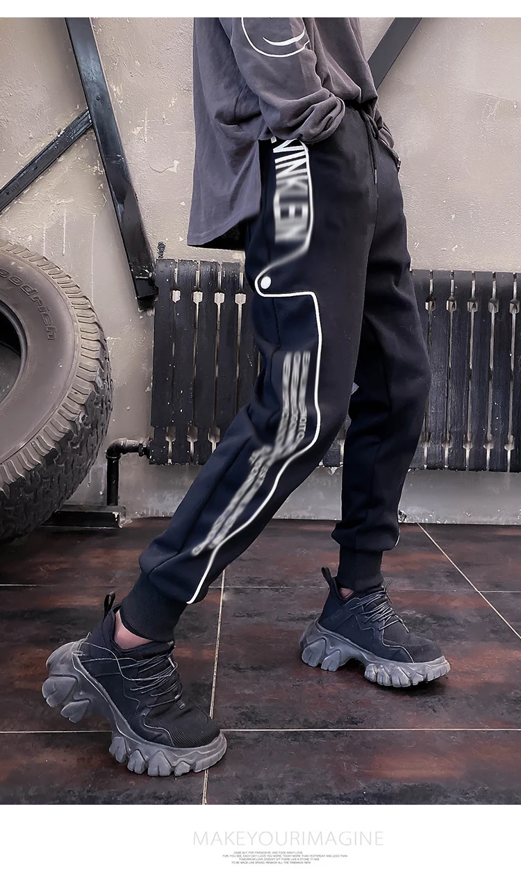 LIAOBUDE Winter Jogger Sweatpants Women Warm Elastic Waist Letters Patch Pants Thick Streetwear Velvet Trousers 1214W989